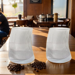 Taza de agua de cintura pequeña creativa de cristal en forma de media luna de grano curvo vertical Simple <span class=keywords><strong>restaurante</strong></span> bebida fría jugo taza de whisky - Product Image 3