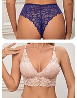 Siap Kirim Set Bra dan Panty Seksi Model Segitiga Tanpa Kawat Push-Up untuk Wanita, Lingerie Transparan Tanpa Jahitan dengan Desain V Dalam