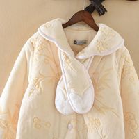 Peignoir de nuit en velours corail rembourré en coton à trois couches, à manches longues, à capuche, thermique, pour femme, automne/hiver, vêtement d'intérieur