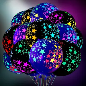 Balões de látex de 12 polegadas neon, balões para decoração de festa de aniversário e casamento, balões neon com design de estrela fluorescente yiwu