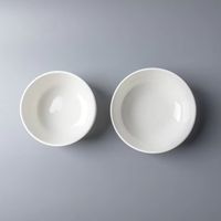 Bol à soupe rond de 5/5,5 pouces, assiette basse coréenne en céramique blanche, pour dîner, dessert, riz, en porcelaine