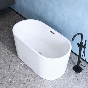 Modern Hotel Home Bañera independiente ovalada de remojo de acrílico blanco pequeño - Product Image 3