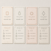 Carte d'instructions de soin pour bijoux de luxe personnalisés, en papier texturé, double face, pour emballage de marque de bijoux