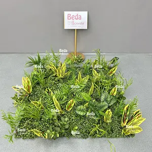 Beda popolare maglia di plastica posteriore di seta disposizione del muro di fiori erba verde pianta artificiale vera e propria decorazione del giardino di nozze