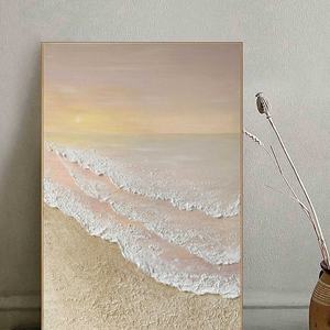 Peinture murale 3D de vagues de mer et de sable au coucher du soleil, texture de plage ondulée, toile artistique, peinture estivale, cadeau de pendaison de crémaillère - Product Image 5