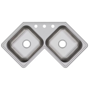 Évier d'angle de cuisine <span class=keywords><strong>en</strong></span> acier inoxydable, Double bol, lavabo à montage supérieur, 304 - Product Image 5