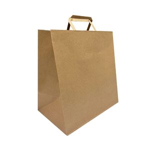 Custom logo <strong>Plain</strong> Brown Kraft Paper <strong>Bags</strong> with Flat <strong>Handles</strong> 12x7x12 Inches - Product Image 2