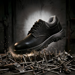 Chaussures de sécurité pour hommes en cuir véritable de qualité supérieure, embout en acier, antidérapantes, pour la construction, l'industrie, l'entrepôt, vente en gros - Product Image 1