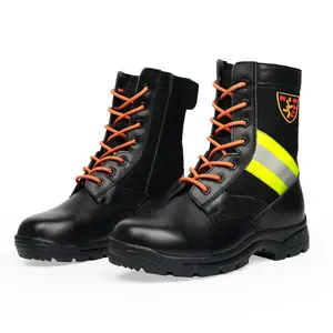 Firemen Rescue Boots Leather Anti-Static Anti-Tear Fire Working Boots Emergency Safety Shoes