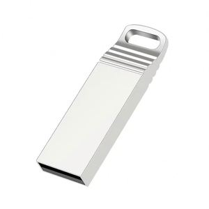 Unidad Flash USB 2.0 de Metal Resistente al Agua de 64GB/128GB con Llavero, Unidad Portátil - Negro/Plateado en Stock - Product Image 1