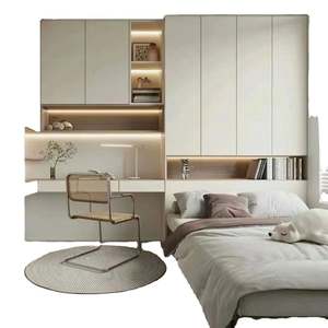 Mueble de Dormitorio Moderno con Armario Integrado, Escritorio, Cama con Armario Tatami, Juego de Dormitorio Minimalista con Espacio de Almacenamiento - Product Image 3