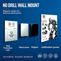 Kit de fixation murale pour affiches métalliques : plaques magnétiques adhésives en aluminium pour impressions par sublimation, support photo, cadre, feuille magnétique carrée