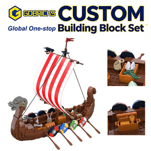 Gobricks Série Histoire Personnalisée Navires Vikings Bateau à Voile MOC Ensemble de Blocs de Construction OEM Modèle de Bateau de Guerre Océanique Personnalisé Kit de Briques - Product Image 1