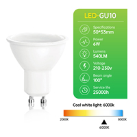 Foco LED HELI GU10, Temperatura de Color 6000K, Ángulo de Haz de 100°, Montaje Empotrado para Hogar y Oficina