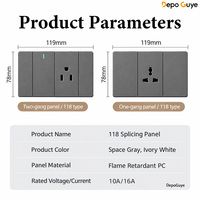 Prise murale en plastique mince de type 118 standard US, double prise de courant AC 10A 15A avec chargeur USB pour la maison