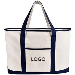 Custom Logo Cotton Canvas Tote Beach Bags For Women Reusable Shopping Bags Large Capacity Totebags Waterproof Travel Handbags