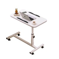 Table de chevet mobile en métal de qualité hospitalière, table de chevet pneumatique pour ordinateur portable, bureau réglable en hauteur, multifonction, blanc