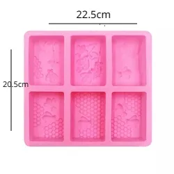 OEM Custom 6 Cavity Food Grade Silicone Soap Moulds Handmade Rectangle Shape Pink Resin Soap Silicone Moulds