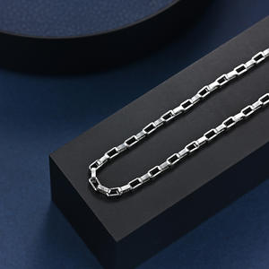 <b>Titanium</b> Steel Box <b>Chain</b> Necklace Long Simple Geometric Design For Men - Product Image 4