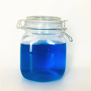 kavanoz cam kap toz Suppliers-Toptan 1000ml 1 litre soda kireç camı kavanoz toz cam konteyner depolama kavanoz kapaklı