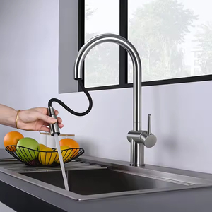 Modern 304 Stainless Steel 360 Swivel Cold and Hot Brushed Pull-down Extendable Kitchen Faucets Mixer Sink Faucets Kitchen <strong>Tap</strong> - Product Image 4