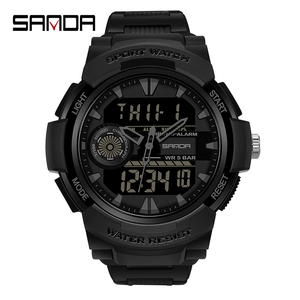 Montre SANDA 6002 unisexe à quartz avec bracelet en cuir, cadran en verre de 47 mm, aiguilles, mode, étanche - Product Image 1