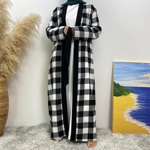 Abaya Robe Longue Modeste à Motif Quadrillé, en Polyester, Style Dubaï, avec Poches, Collection Printemps-Automne, Vente Flash Exceptionnelle, Direct Usine 1443 # - Product Image 2