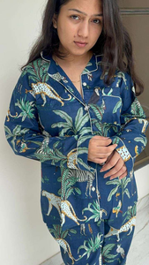 Urvi Creactions Handmade Cotton <b>Pajama</b> Set Hand Block Print Floral Indian Night <b>Suit</b> Wholesale Market for Best Price - Product Image 5