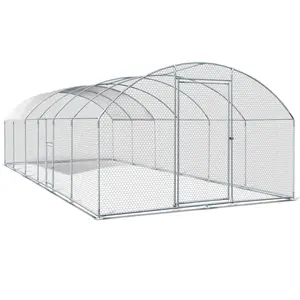BSCI Factory wholesale 22.5m2 Metal Walk In chicken Chicken Run Cages Pet House Curved Roof Poultry House rabbit cage gallinero