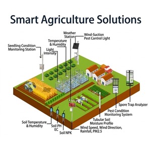 Système de surveillance de <span class=keywords><strong>l</strong></span>'agriculture intelligente, station météo, moniteur des terres agricoles, moniteur des parasites, moniteur des conditions des semis, testeur de sol - Product Image 1