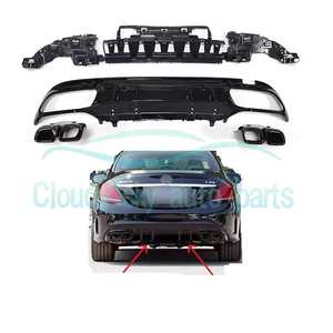 Diffuseur de pare-chocs arrière W205 avec tuyau d'échappement pour <span class=keywords><strong>Mercedes</strong></span> Classe C W205 <span class=keywords><strong>C63</strong></span>, noir brillant, style AMG, kit carrosserie, <span class=keywords><strong>prix</strong></span> d'usine - Product Image 4