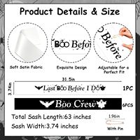 7 Piezas de Lazos para Despedida de Soltera con la Frase 'Last Boo Before I Do', Lazos para Novia y Equipo de la Novia, en Blanco y Negro, para Halloween, con Diseño de Murciélago, Fantasma y Espíritu Espeluznante
