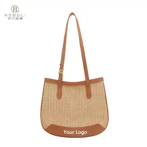 Spring Summer New Woven Shoulder Underarm Bag Handbag Custom Straw Beach Bag Manufacturer