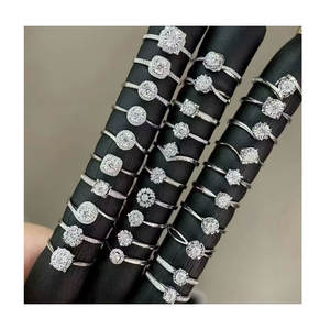 RINNTIN SMR venta al por mayor Moissanite <span class=keywords><strong>anillo</strong></span> joyería 925 <span class=keywords><strong>plata</strong></span> esterlina corte redondo DE 1ct VVS Moissanite anillos de compromiso para mujeres - Product Image 1