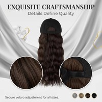 Peluca Larga y Rizada con Ondas Naturales, Estilo Gorra de Béisbol, Fibra Resistente al Calor, para Mujer