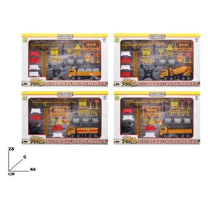 Ensemble de jouets de chantier 44x28x6 cm avec véhicules et accessoires pour enfants de 2 à 4 ans en plastique - Product Image 1