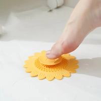 Couvre-drain en TPR de style tournesol, anti-odeurs et attrape-cheveux, filtre anti-obstruction pour évier, douche, salle de bain et cuisine