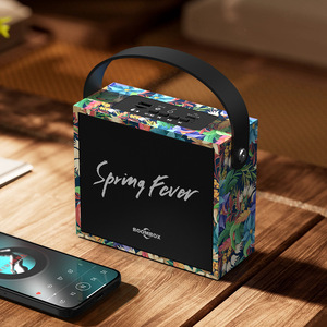 ลำโพงคาราโอเกะแบบพกพา รุ่นใหม่ ดีไซน์สร้างสรรค์ พร้อมช่องเสียบ USB แฟลชไดรฟ์ แบตเตอรี่ในตัว ตัวเครื่องทำจากไม้ หูฟังแบบมีสาย เหมาะสำหรับใช้งานกลางแจ้ง - Product Image 1