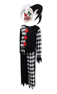 Disfraz de Payaso Sangriento HP, Mono Negro y Blanco con Diseño de Rombo, Disfraces de Joker para Halloween, Terrorífico Asesinato - Product Image 2