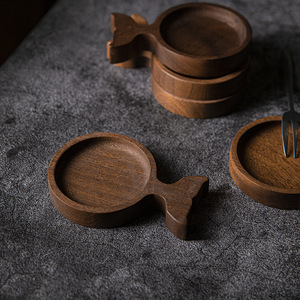 Wooden Fish Shaped <b>Tray</b> Black Walnut Wood Serving Dish For Dessert Pastry Food Photography Props Household Use - Product Image 2