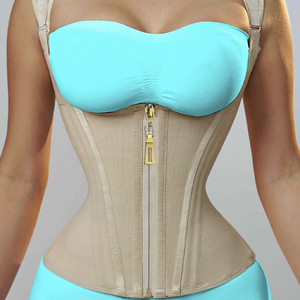 LANGQIN kadın çift <span class=keywords><strong>s</strong></span>ıkıştırma bel eğitmen korse colomcorset as kuşaklar fermuar kanca düz göbek zayıflama vücut bel Cinchers - Product Image 4