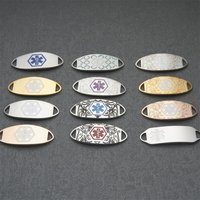 MC941 En gros, plaques d'identification médicale multicolores en acier inoxydable, breloques et pendentifs DIY, étiquettes d'urgence pour la santé, pour la fabrication de bijoux