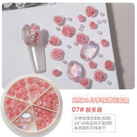Vente chaude camélia 3d fleur rose diamant ovale pierres accessoires perle nail art résine fleurs pour ongles décoration fournitures