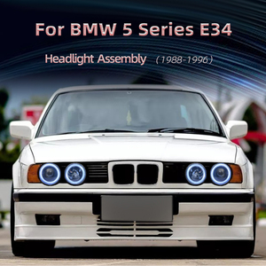 Conjunto de Faros LED Modificados para <span class=keywords><strong>BMW</strong></span> Serie 5 <span class=keywords><strong>E30</strong></span> E34 <span class=keywords><strong>520i</strong></span> 1988-1996, Luz de Señal de Giro DRL, Lámpara Delantera, Conexión Directa - Product Image 2