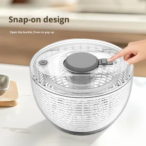<span class=keywords><strong>Essoreuse</strong></span> à <span class=keywords><strong>salade</strong></span> blanche avec couvercle de rangement, séche-légumes manuel à tirette, outil de cuisine écologique en plastique PP avec panier égouttoir - Product Image 2