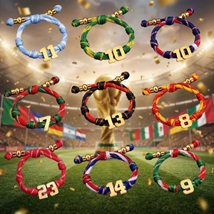 サッカーファン向けお土産 カスタマイズされたチーム番号 国旗色合わせ ユニセックスデザイン 日常着用 調節可能なリストバンド ブレスレット - Product Image 3