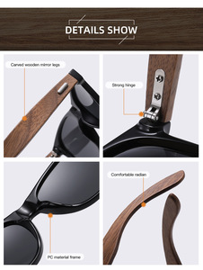 Gafas de Sol Cuadradas de Madera de Nogal Negro Originales con Protección UV, Logotipo Personalizado, Cómodas y Polarizadas - Product Image 6