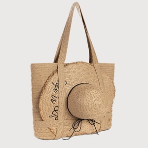 Nouveau design 2026 : Ensemble sac en paille tressée pour femme avec <span class=keywords><strong>chapeau</strong></span>, sac fourre-tout style vacances, sac à main de plage, vente chaude transfrontalière - Product Image 1
