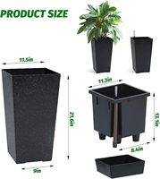 Pot de fleurs auto-arrosant de grande taille avec surface en pierre sablée, disponible en trois tailles, pour meubles d'intérieur, pot pour plantes vertes