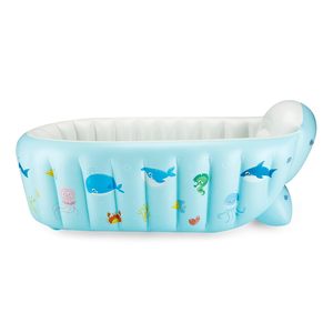 Inflatable Baby Bathtub Foldable Whale Print Infant Shower Tub with <b>Backrest</b> & Pump for Newborn - Product Image 4